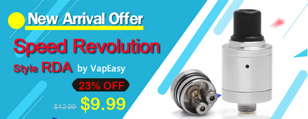 VapEasy Speed Revolution Style RDA Rebuildable Dripping Atomizer w/ Bottom Feeder Pin - Silver, 316 Stainless Steel, 18mm