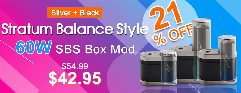 Stratum Balance Style 60W SBS Box Mod - Silver + Black