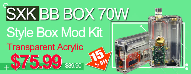 Transparent Acrylic SXK Billet Box Style 70W Box Mod Kit Flash Sale