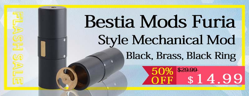 Bestia Mods Furia Style Mechanical Mod - Black Brass Flash Sale